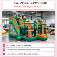 Château gonflable commercial pour enfants, thème jungle animale, en PVC 0,55 mm, idéal pour les fêtes en extérieur et la location.
