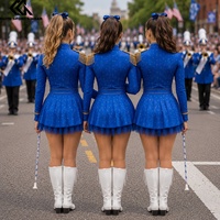 Uniformes de majorettes bleu royal de haute qualité pour les équipes universitaires, les fanfares et les costumes de danse