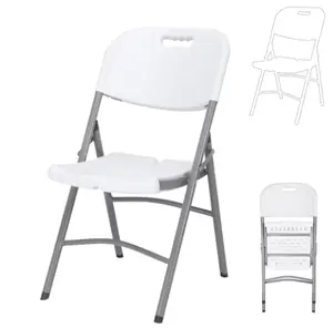 white folding chair household dining chair plastic conference chair blow moulding folding reception exhibition