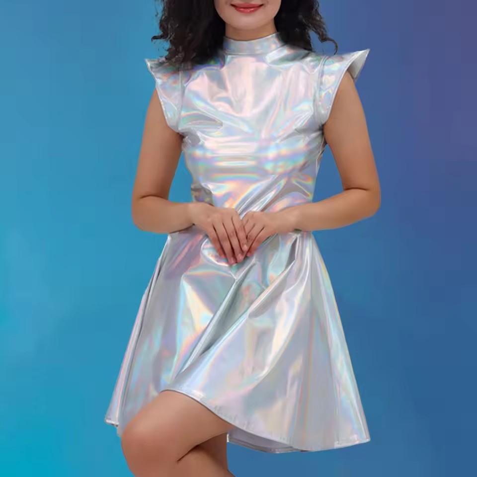 King Mcgreen Star Women Metallic Dress - Hot Solid Color King Mcgreen Star Women Metallic Dress - Hot Solid Color