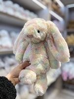 Boneka Kelinci Jellcatt UK Rainbow Tie Dye Bashful Bunny, Boneka Kelinci Lembut Bertelinga Lentur Warna Pastel Multiwarna