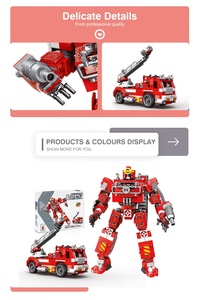 2 in 1 deformation fire truck toy robot building block with 670 pcs - Product Image 5