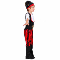 Disfraz de Capitán Pirata para Niños, Kit de Disfraz para Halloween, Sombrero, Pantalones, Cubrecalzados, Cinturón, Traje de Poliéster Resistente