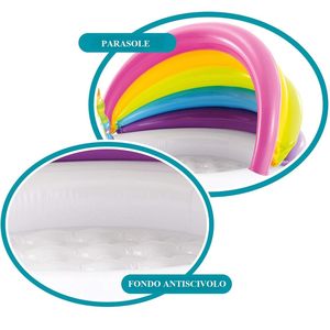 Piscina Gonfiabile Unicorno 127x102x69 Cm con Parasole Arcobaleno per Bambini - Product Image 3