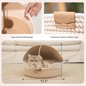Universelles Ganzjahres-Rattan-Gewebtes Katzenbett Atmungsaktive Kühlende Haustiermatte für Katzen Ganzjährig Komfortables Katzenbett - Product Image 5