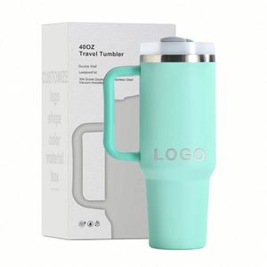 Gobelet isotherme personnalisé de 40 oz en acier inoxydable à double paroi, tasse à café isolée sous vide de 40 oz, tasse de voyage pour voiture avec poignée et couvercle à paille - Product Image 1