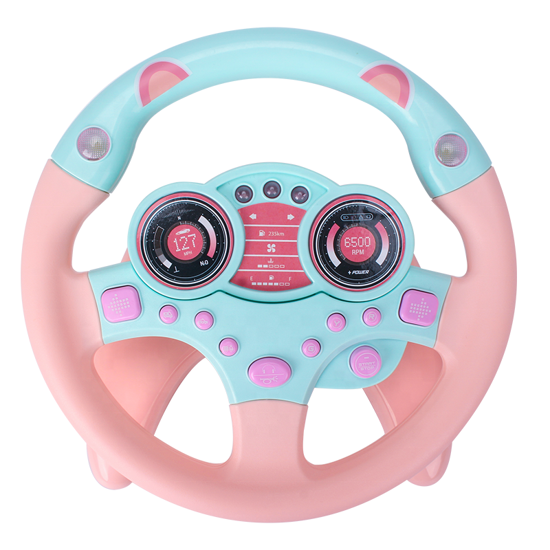 Hot popular plastic juguetes model baby steering wheel toy with light and sound analog steering wheel