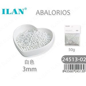 Perline Bianche Ilan da 3mm per Creazione di Gioielli, 50g - Product Image 1
