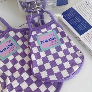 Coca Blue Pet Halter Top Purple Plaid Breathable Summer <b>Clothes</b> <b>For</b> <b>Small</b> Medium <b>Dogs</b> - Product Image 1