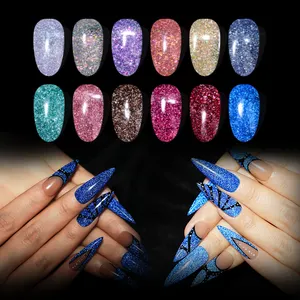 R S Unhas de amostra grátis Gel Polonês personalizado UV Gel Unhas Fornecedores Gel Reflexivo 128 Cores