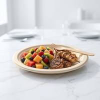 Assiettes en canne à sucre en gros, écologiques, jetables en bagasse pour fêtes, restaurants et plats à emporter