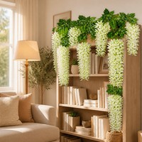 Fleurs artificielles de glycine en soie, longues guirlandes faites à la main, style réaliste et naturel, décorations murales et suspendues au plafond pour Thanksgiving