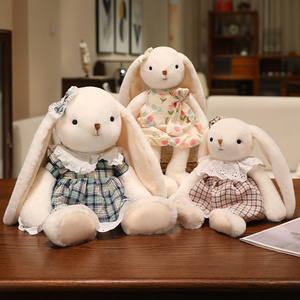 Nuovo Arrivo: <span class=keywords><strong>Coniglio</strong></span> di Peluche con Orecchie Lunghe e Gonna Floreale, Regalo di Pasqua per Bambine, Morbido Giocattolo Coniglietto con Orecchie Lunghe - Product Image 3