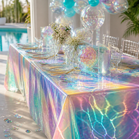 Nappe en PEVA blanche irisée, imperméable, jetable, rectangulaire, en plastique, pour terrasse extérieure, dîner, fête, événements