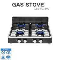 Table de cuisson à gaz en fonte à quatre brûleurs de style européen avec support antidérapant, GPL, classe A en termes d'efficacité énergétique, type table.