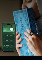 Nouveau : Bague connectée musulmane intelligente avec compteur numérique de prières (Tasbih), horloge Azan et fonction Zikr, style lever de soleil – Cadeau idéal