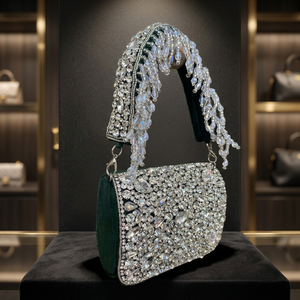 Bolso de Noche Elegante con Bordado de Cristales y Perlas, Correa de Cuentas, Brillante y Ecológico, Ideal para Fiestas - Product Image 3