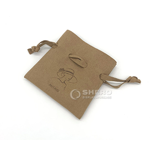 Bolsa con cordón de microfibra de Color marrón de alta calidad, contenedor de joyería de tamaño personalizado para exhibición de pendientes - Product Image 1