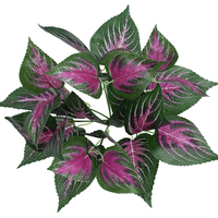 Bouquet de feuilles de coleus artificielles en plastique, variété rose veinée, fausse verdure durable, haute simulation, pour arrangements floraux de mariage