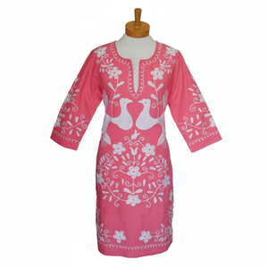 Vestido de silueta recta bohemio para mujer, la mejor oferta, venta al por mayor, Túnica de playa de verano con bordado mexicano de tono vibrante brillante - Product Image 1