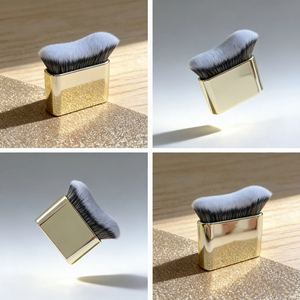 Pinceau autobronzant applicateur corporel, Kabuki angulaire incurvé, poils synthétiques, manche en plastique, marque privée, pinceau autobronzant écologique - Product Image 6