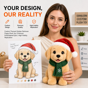 Peluche de Alta Calidad con Diseño de Golden Retriever, Regalo de Navidad, Peluche Personalizado, Fabricante OEM/ODM, Juguete de Peluche Suave - Product Image 1