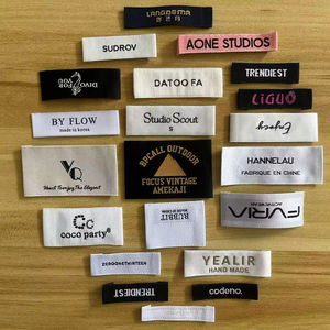 Etiquetas personalizadas para ropa, etiquetas de tela estampadas de seda satinada con logotipo de marca para camisas, etiquetas de cuello tejidas para prendas - Product Image 1