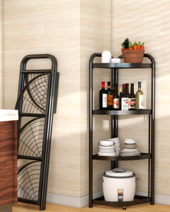 Estante de Almacenamiento Triangular Plegable, para Baño, Cocina, Estante de Almacenamiento para Huecos, sin Perforaciones, Estante de Almacenamiento de Múltiples Niveles - Product Image 5