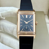 Montre Formelle Homme en Or Rose Plaqué Or 18K avec Cadran Bleu, Petite Seconde, Double Face, Mécanique à Remontage Manuel, Collection Luxe Affaires