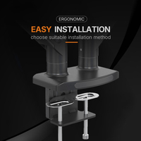 Bras de moniteur triple ergonomique réglable en hauteur JL-GM536X-D15 pour 3 moniteurs avec support de bureau en acier robuste