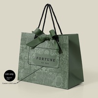 Sac fourre-tout classique en carton vert foncé portable pour bijoux, bougies et emballages d'artisanat - Sac cadeau haut de gamme avec impression couleur intégrale