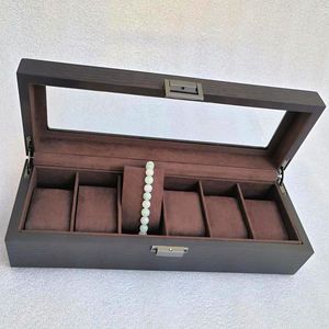 6 khe cắm màu đen gỗ Matt sơn mài xem hộp lưu trữ trường hợp tổ chức - Product Image 5