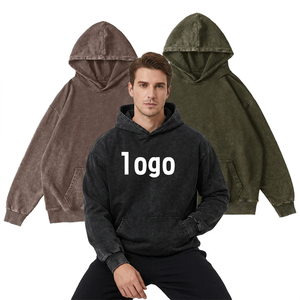 Oem Brand Streetwear Heavy Washed Acid Wash Oversized Vintage <b>Men</b> Heavyweight French Terry Lined 100% Cotton 350 GSM Custom - Product Image 2