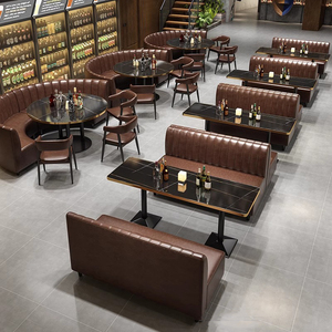 Giá Rẻ Giá Mát Hộp Đêm Cocktail Tùy Chỉnh Da Sofa Gian Hàng Bistro Truy Cập Phòng Chờ Bàn Ăn Và Ghế <span class=keywords><strong>Bar</strong></span> Đồ Nội Thất Thiết Lập - Product Image 2