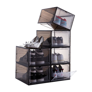 High quality 6 pack magnetic shoe box clear shoe storage container shoes case box for Sneakerhead
