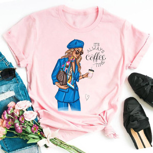 T-shirt da <span class=keywords><strong>Donna</strong></span> a Girocollo Comoda e Ampia con Stampa Ragazza di Città Stile Cartone Animato di Alta Qualità Più Venduta a Prezzi Bassi per Vendita al Dettaglio e all'Ingrosso - Product Image 2