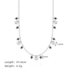 Collier pendentif bohème plaqué or avec perles noires et breloques en forme de disque pour femme, bijoux de fête - Product Image 2