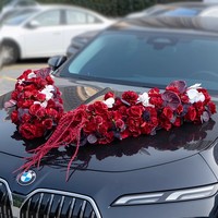 Décoration de voiture de mariage personnalisée fleurs avant bienvenue disposition de l'équipe fleurs artificielles fleurs de voiture finies avec ventouses