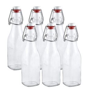 Bouteille en verre à bascule 1 litre/<span class=keywords><strong>33</strong></span> oz, bouteille transparente pour brassage à bascule avec bouchon pour boissons, huile, vinaigre, <span class=keywords><strong>bière</strong></span> - Product Image 1