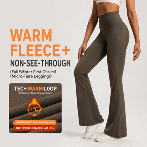 Pantalones de Yoga con Forro Polar Cálido para <span class=keywords><strong>Mujer</strong></span>, con Logotipo Personalizado, de Cintura Alta, Pierna Ancha, Térmicos, para Gimnasio y Entrenamiento - Product Image 2
