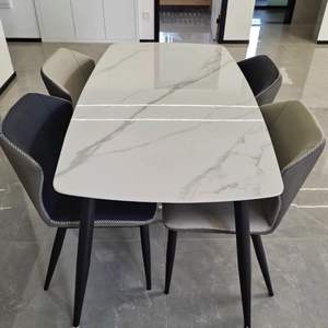 Ensemble table et chaises de salle à manger rectangulaires en ardoise de style italien, pliables, détachables, modernes, luxe léger, restaurant - Product Image 2