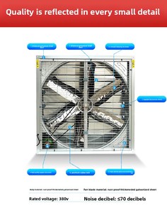 Ventilateur à pression négative, ventilateur de refroidissement, système de ventilation pour volailles et bétail, ventilateur axial pour ferme, ventilateur d'évacuation industriel - Product Image 4