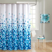Rideau de douche en polyester imperméable à impression numérique, style moderne minimaliste, petites feuilles – Nouveauté !
