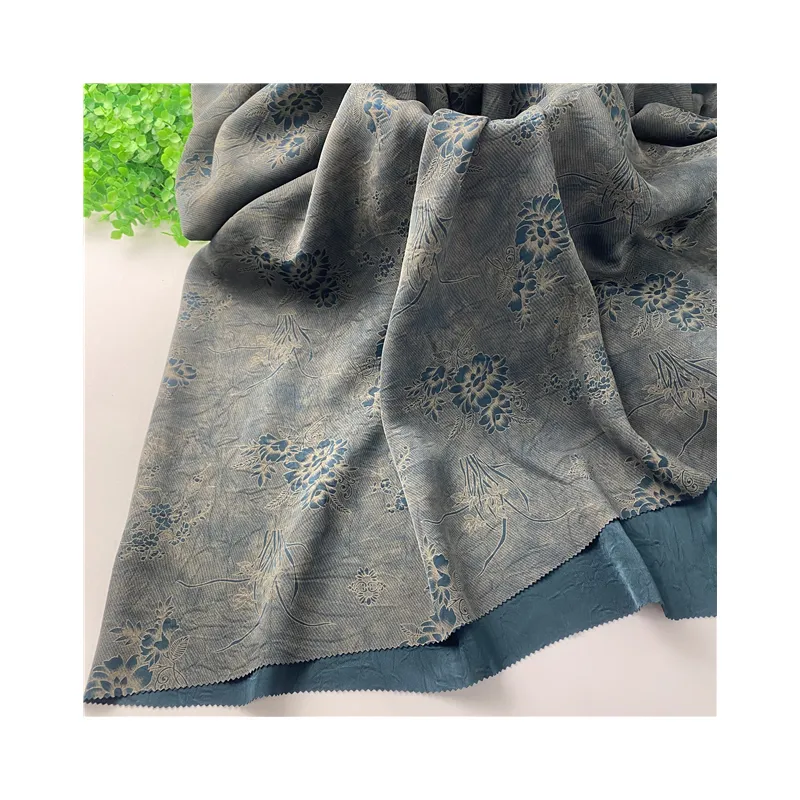 Taklit asetik asit iki renk sabit boyama çizik baskı yeni çin Qipao elbise gömlek hazırlanmış kumaş