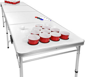<span class=keywords><strong>Table</strong></span> de beer <span class=keywords><strong>pong</strong></span> de 8 pieds effaçable à sec de conception sans surface avec trous de tasse en option - Product Image 1