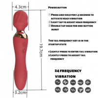 24-Frequenz-Vibrationsmassagestab Wasserdichter Wiederaufladbarer Doppelkopf-Vibrationsstab Vibratoren Sexspielzeug für Frauen