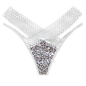 Perizoma leopardato di alta qualità da donna Cool Sense di seta di ghiaccio alla moda svuotata con cinturino legante seducente biancheria intima Sexy - Product Image 5