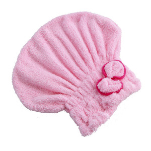 Coral Fleece Hair Drying Cap Quick Dry Absorbent Towel Solid Color Home Use Pink Blue Purple - Product Image 3