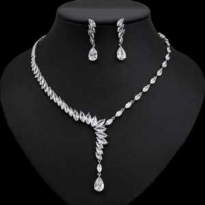 Hibride Waterdruppel Hanger Kettingen Voor Vrouwen Mode Cz Twee Stukken Bruids Sieraden Set Bruiloft Feest Accessoires Bijoux N-812 - Product Image 1