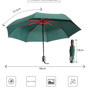Unique Modern 3-Fold Fully-Automatic Straight Black Fiberglass <b>Frame</b> UV Protection Windproof Custom Color Ribs Umbrella for - Product Image 2